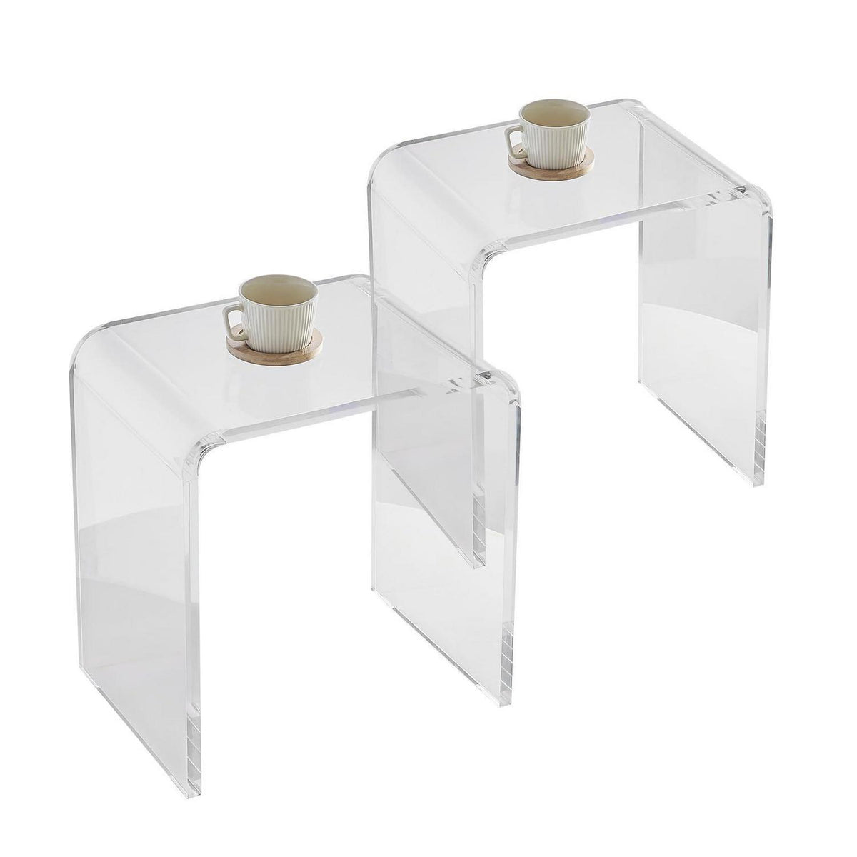 Transparenter Beistelltisch aus Acryl – 2er Set