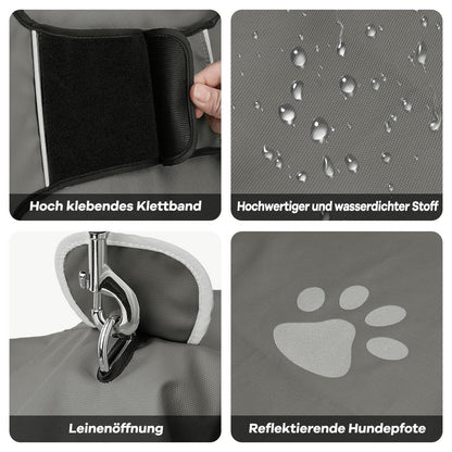 Hunderegenmantel wasserdicht & reflektierend Grau L
