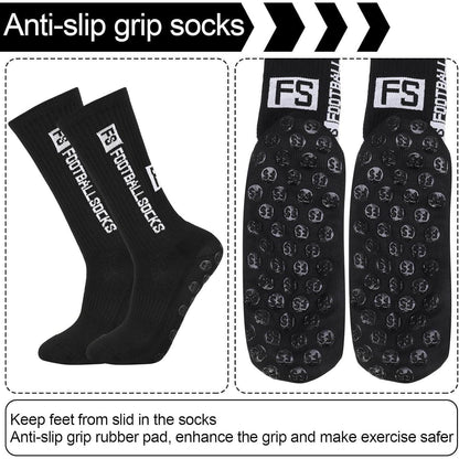 Fußballsocken Herren Damen 6 Paar Anti-Rutsch Gr. 39-46 Weiß/Schwarz