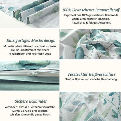 Kissenbezug 40x80 cm Baumwolle Salbeigrün Geblümt Reversibel