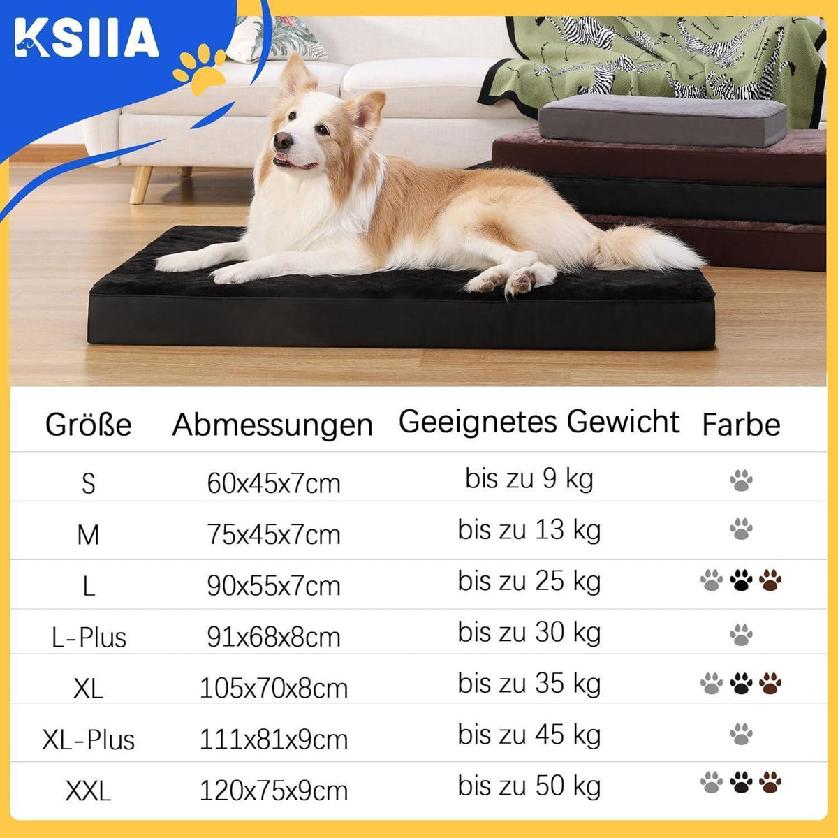 Orthopädisches Hundebett Dunkelgrau 60x45cm Waschbar & Abnehmbar