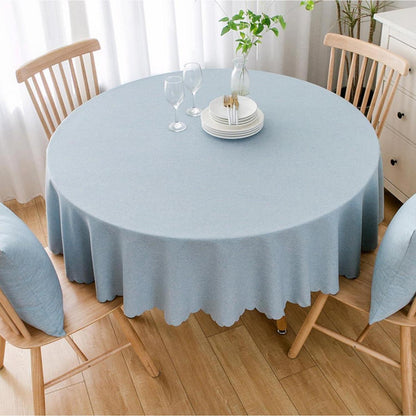 Runde Baumwoll-Leinen Tischdecke wasserabweisend – Ø 280 cm Hellblau