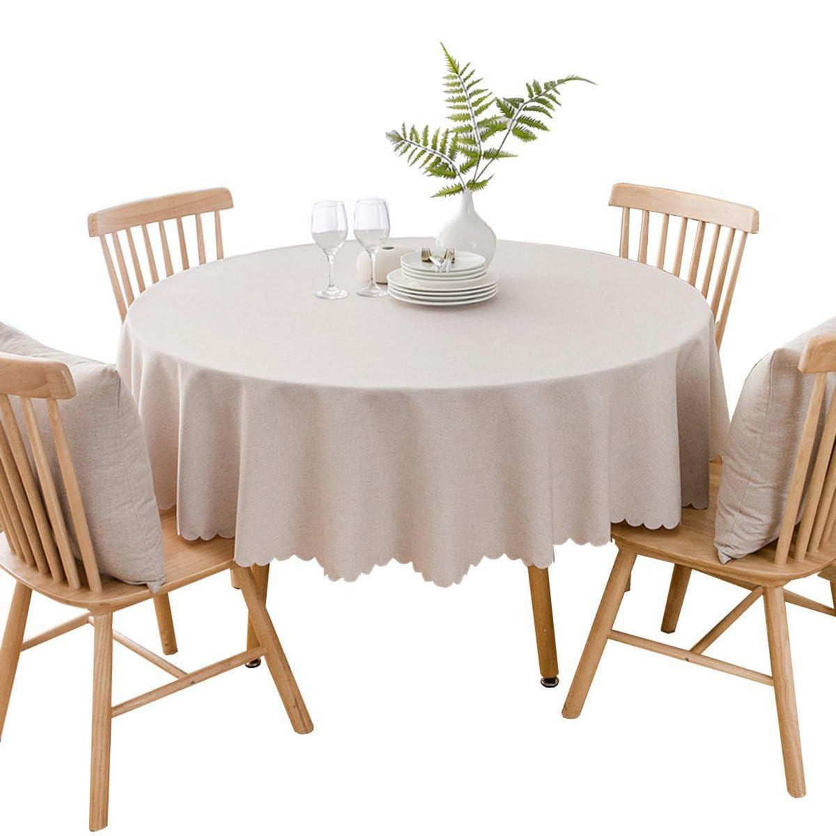 Runde Baumwoll-Leinen Tischdecke 280cm – Schmutzabweisend & Wasserfest