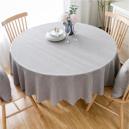 Runde Baumwoll-Leinen Tischdecke, schmutzabweisend, Ø 260 cm, Hellgrau