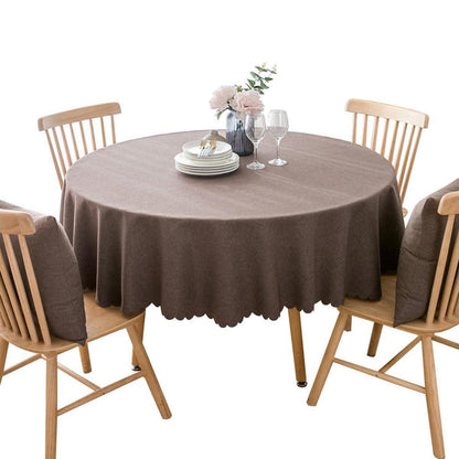 Runde Baumwoll-Leinen Tischdecke schmutzabweisend 260cm Dunkelbraun