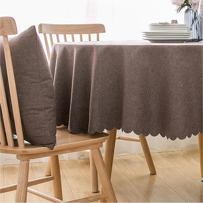 Runde Baumwoll-Leinen Tischdecke schmutzabweisend 260cm Dunkelbraun
