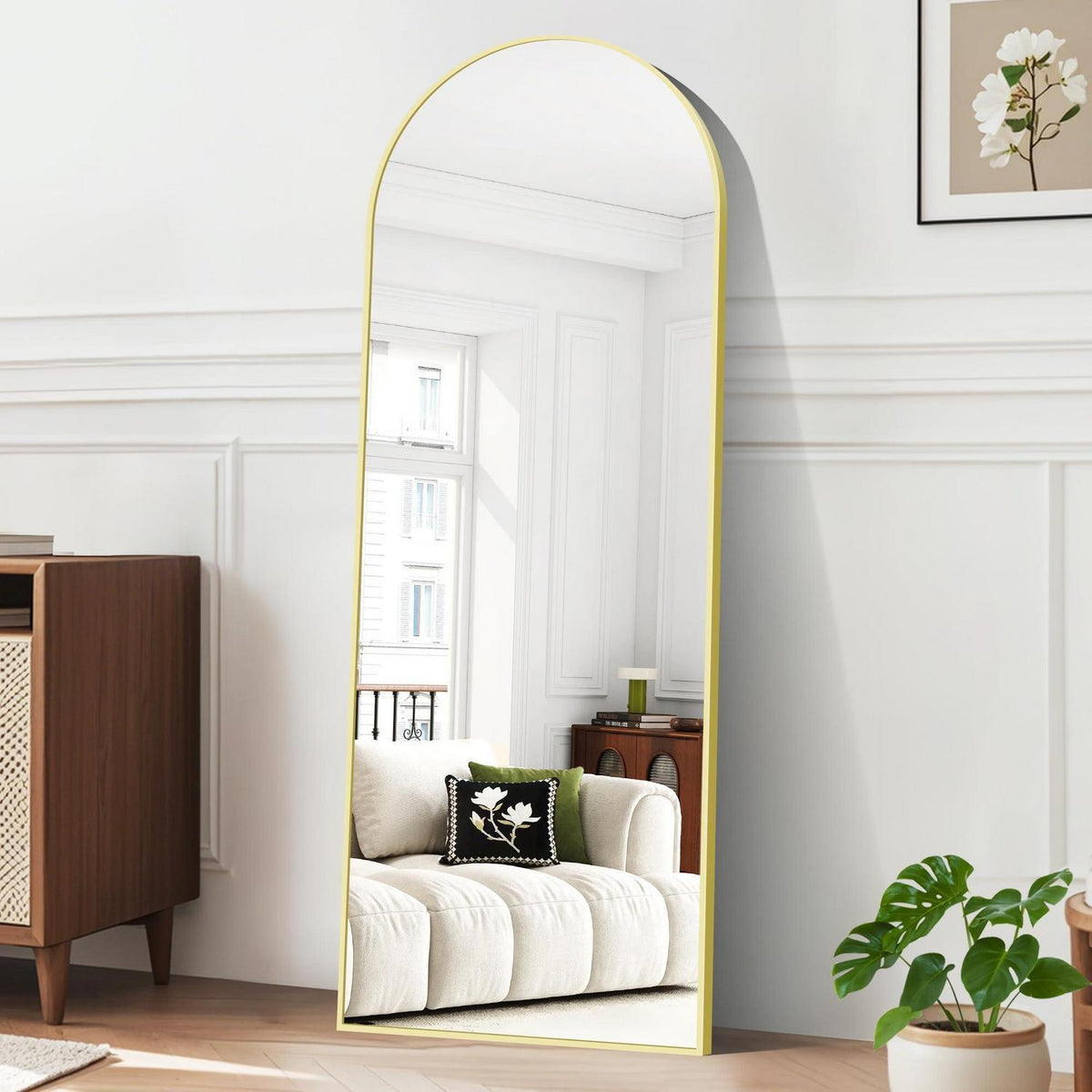 Ganzkörperspiegel Bogenförmig 165x60cm mit Goldrahmen