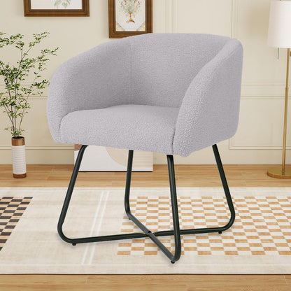 Lounge Sessel Grau Lammwolle Modern mit Metallbeinen