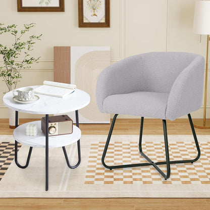 Lounge Sessel Grau Lammwolle Modern mit Metallbeinen