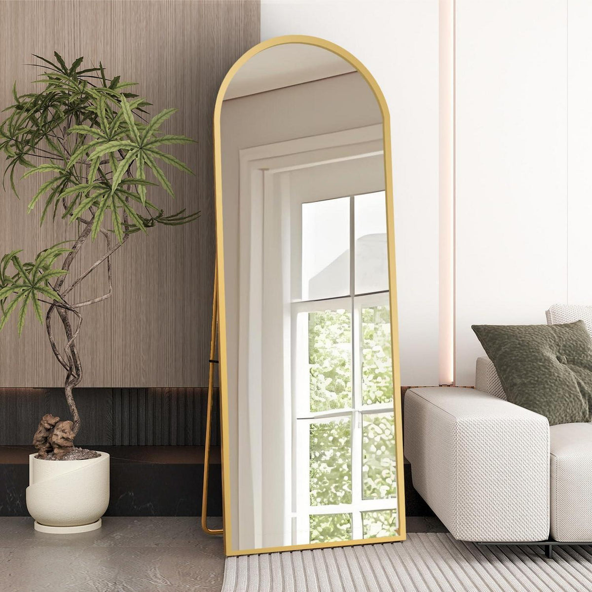 Ganzkörperspiegel Bogenförmig Gold | 165x60cm, Stehend & Wandmontage