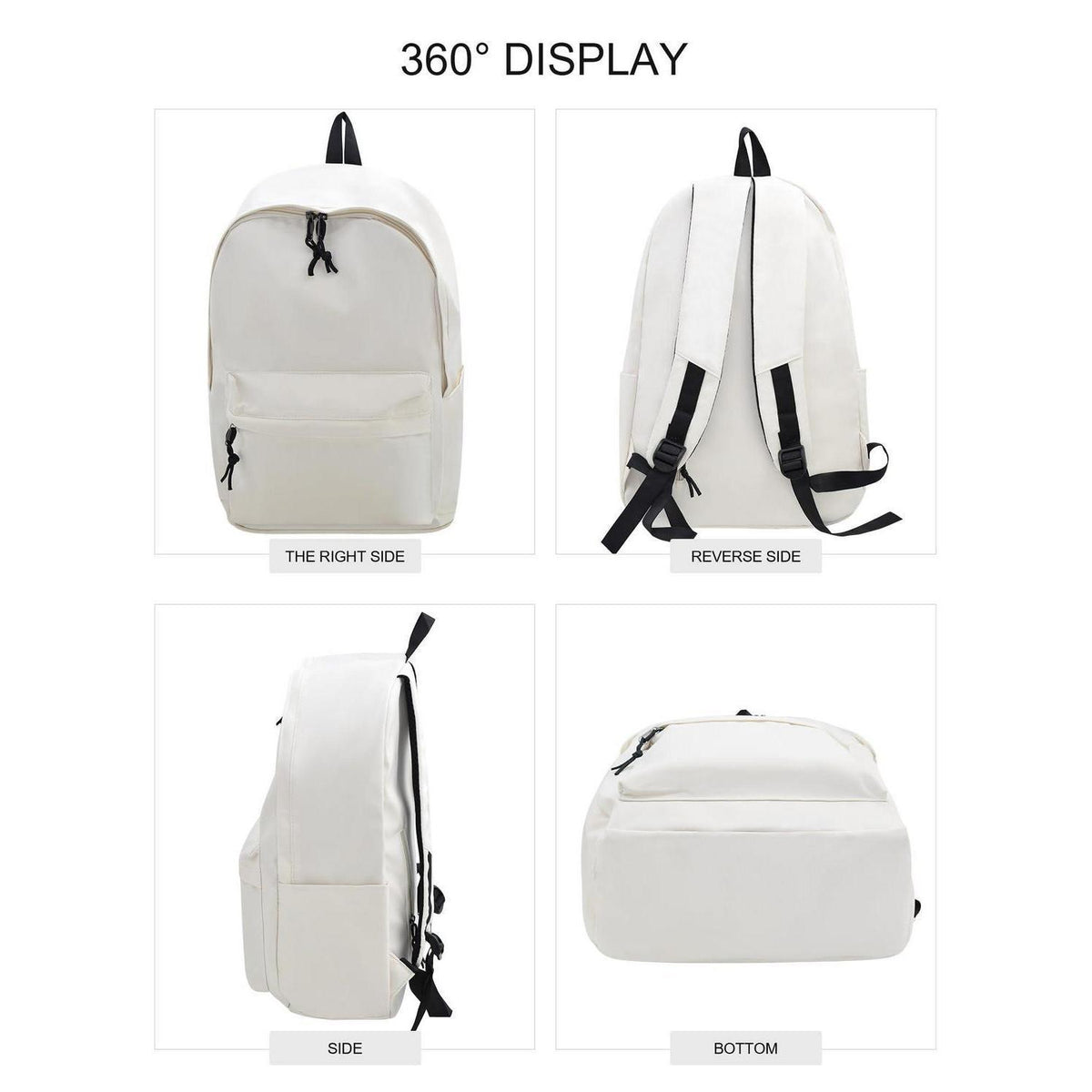 Canvas Rucksack Damen Herren 15.6 Zoll Laptop – Einfarbiger Tagesrucksack