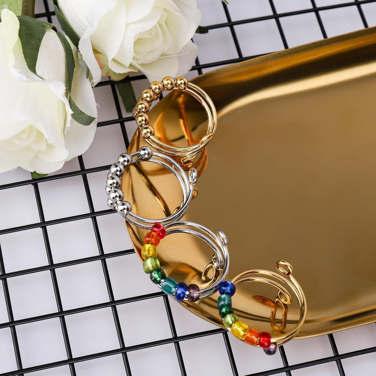 Verstellbarer Anti-Stress Ring Set für Damen – Angstabbau & Fidget