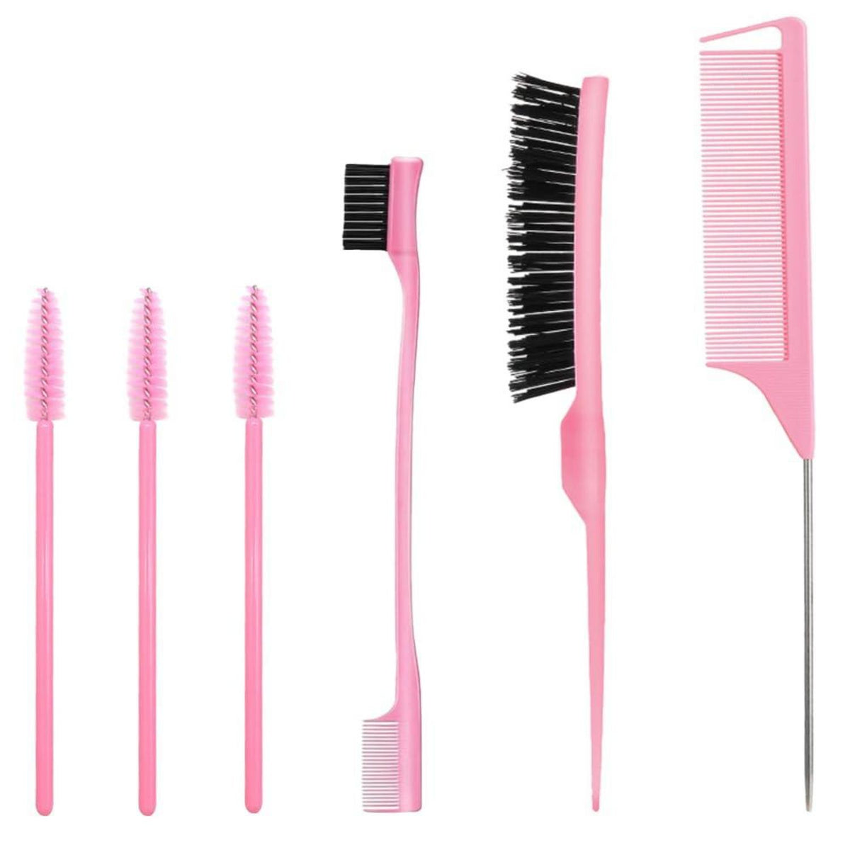 6er-Set Toupierkamm Wimpernbürste Borstenkamm Rattenschwanzkamm