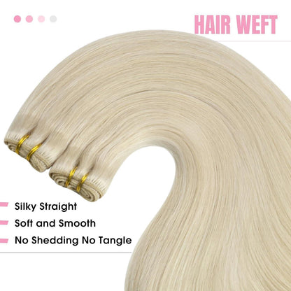 Platinblondes Echthaar-Tresse, 40cm, 100g - Natürliche Haarverlängerung