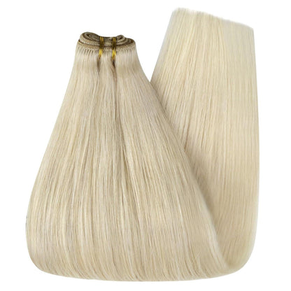 Platinblondes Echthaar-Tresse, 40cm, 100g - Natürliche Haarverlängerung