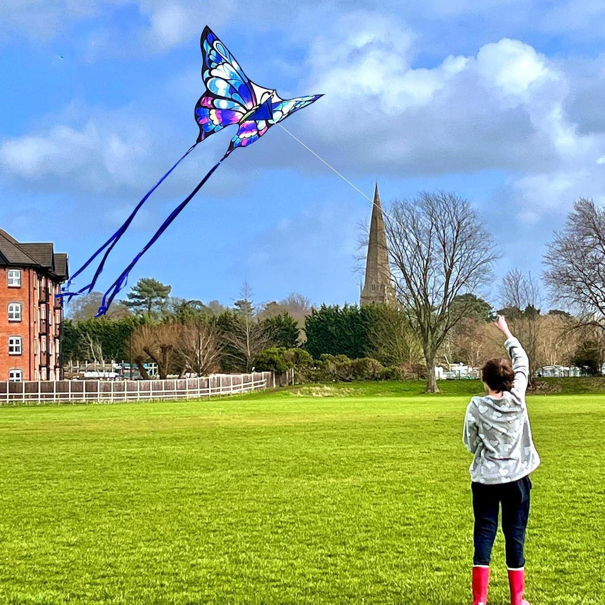 Schmetterlingsdrachen für Kinder und Erwachsene, einfach zu fliegen, lila