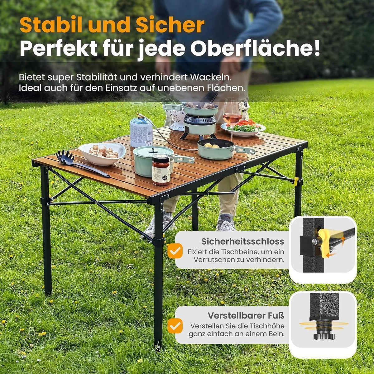 Klapptisch für 6 Personen, 118x70cm, Holzoptik, bis 100kg belastbar