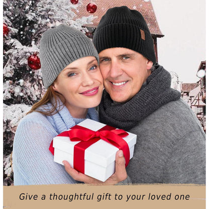 Gefütterte Thermo-Strickmütze für Herren, Einheitsgröße Schwarz
