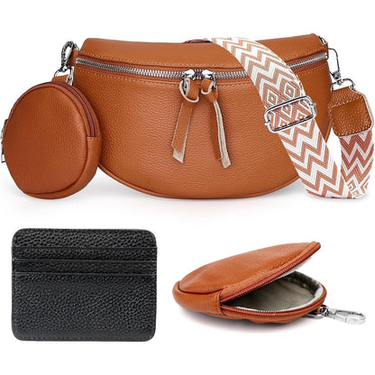 Umhängetasche Damen Weiß Sattel Crossbody in Lederoptik