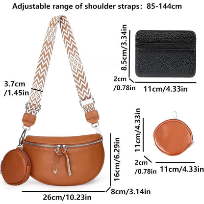 Umhängetasche Damen Weiß Sattel Crossbody in Lederoptik