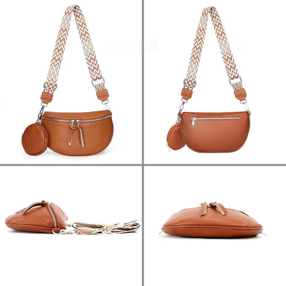 Umhängetasche Damen Weiß Sattel Crossbody in Lederoptik