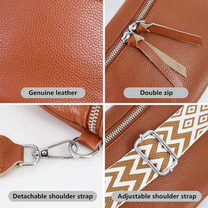 Umhängetasche Damen mit Kartenhalter & Münzbeutel (A-braun) in Lederoptik