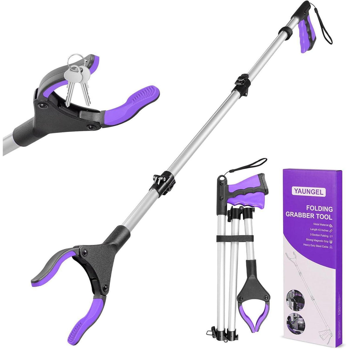 108cm Greifzange faltbar mit Magnet, violett