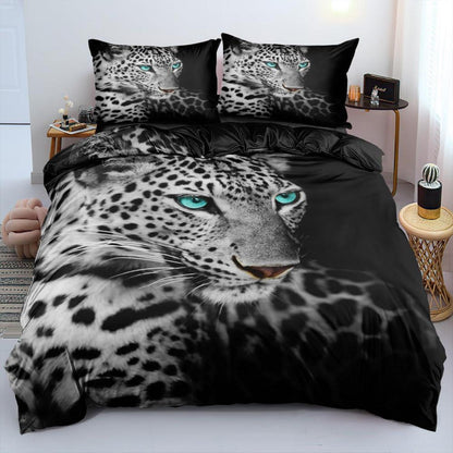 Leopard 3D Bettwäsche-Set 135x200 cm mit Kissenbezug