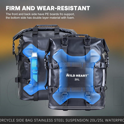 Wasserdichte Motorrad Seitentasche 20L Edelstahl Federung