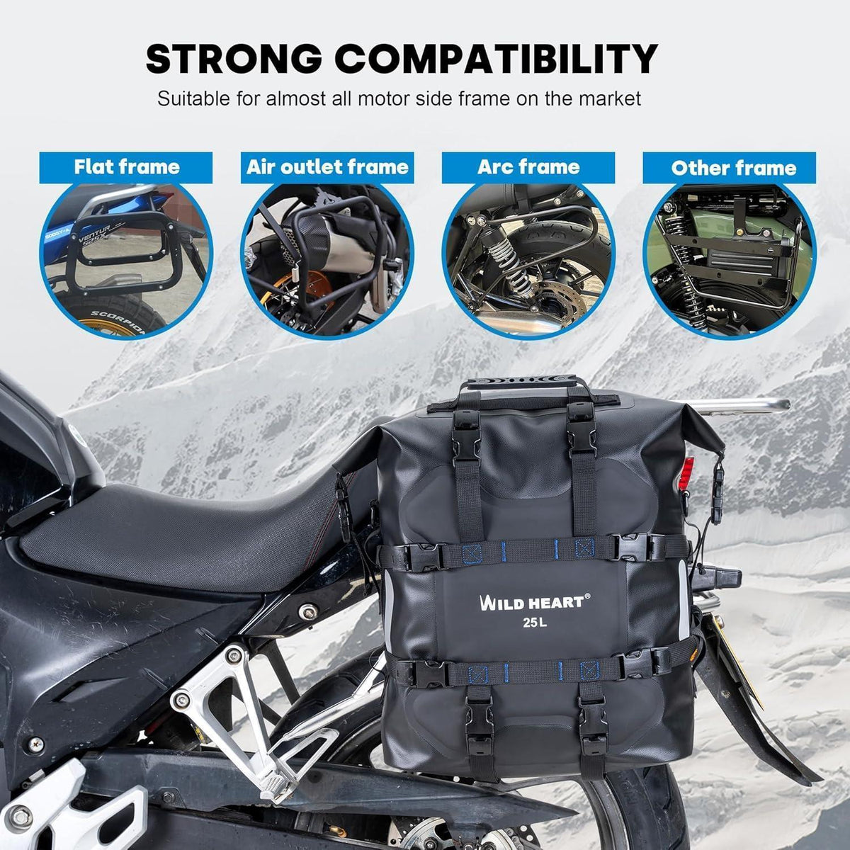 Wasserdichte Motorrad Seitentasche 25L Edelstahl Federung
