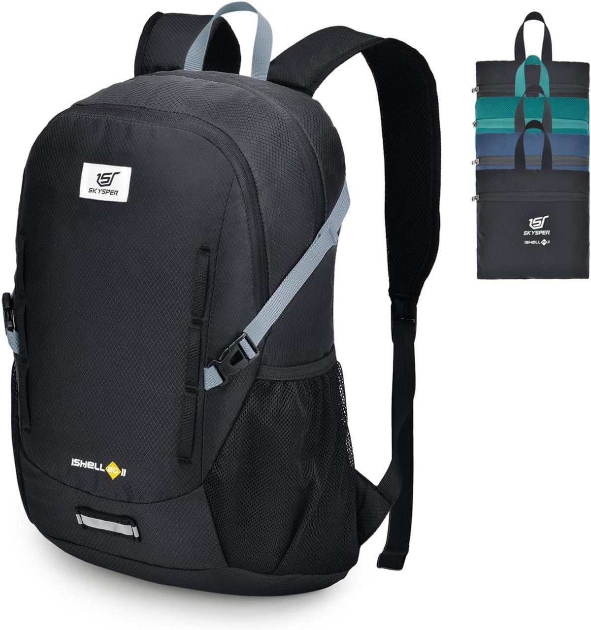 Faltbarer Outdoor Rucksack für Herren Daypack 20L Prevailschwarz