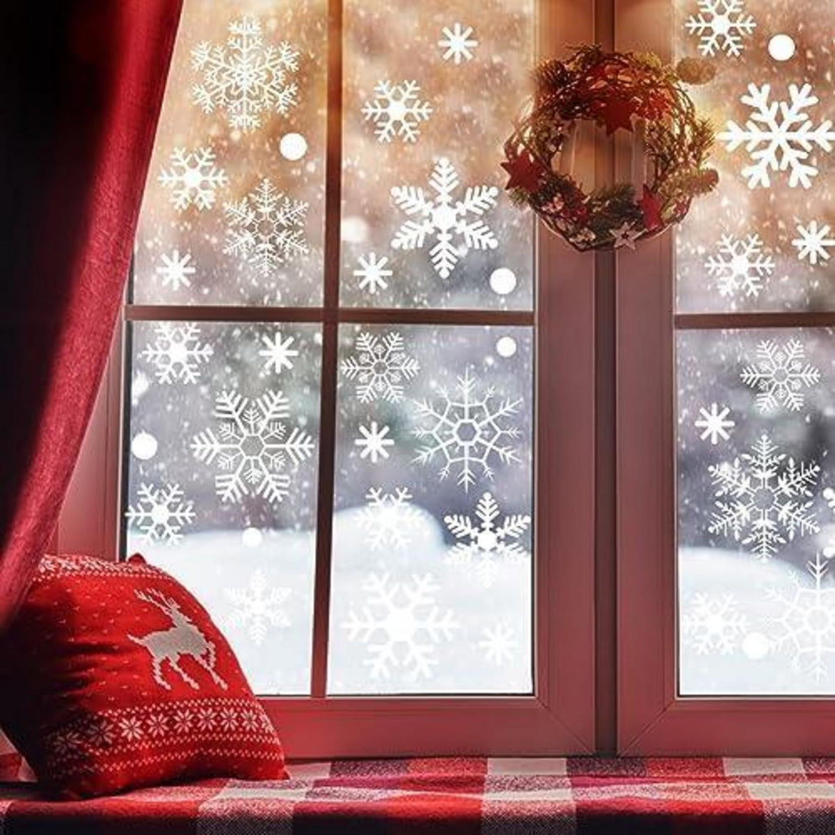 Schneeflocken Fensterdeko – 302 PCS Wiederverwendbar Weihnachten