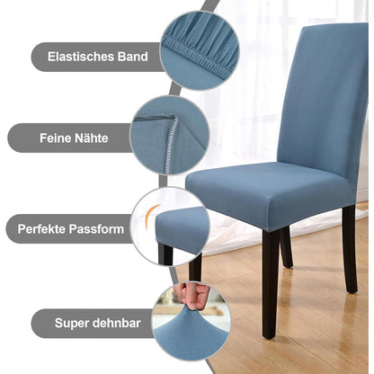 Stuhlhussen 4er Set Stretch – Graublau für Küche & Co.