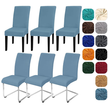 Stuhlhussen 6er Set Stretch – Graublau für Küche & Co.