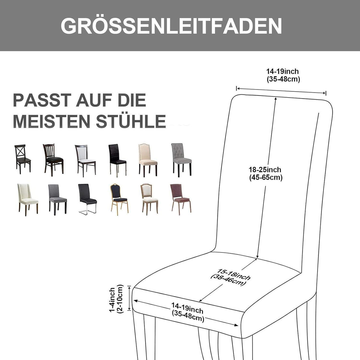 Stuhlhussen 6er Set Stretch – Graublau für Küche & Co.