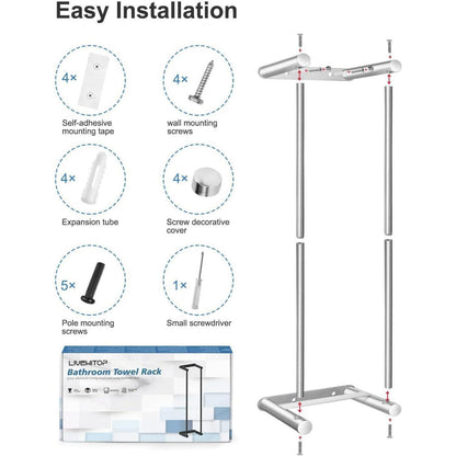Edelstahl Handtuchhalter 75cm Silber Wandmontage Groß