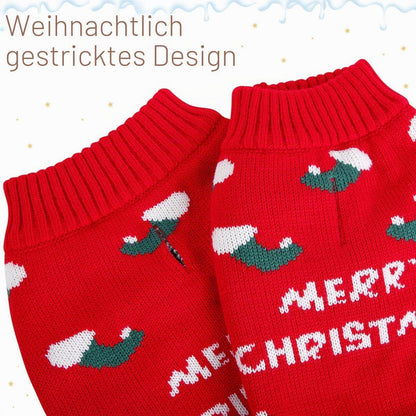 Hundepullover Weihnachten Rot – Strickpulli für kleine & mittelgroße Hunde