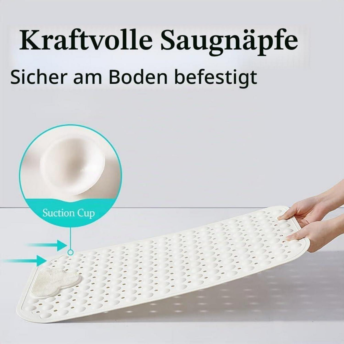 Rutschfeste Duschmatte 120x80cm mit Fußbürsten-Zone