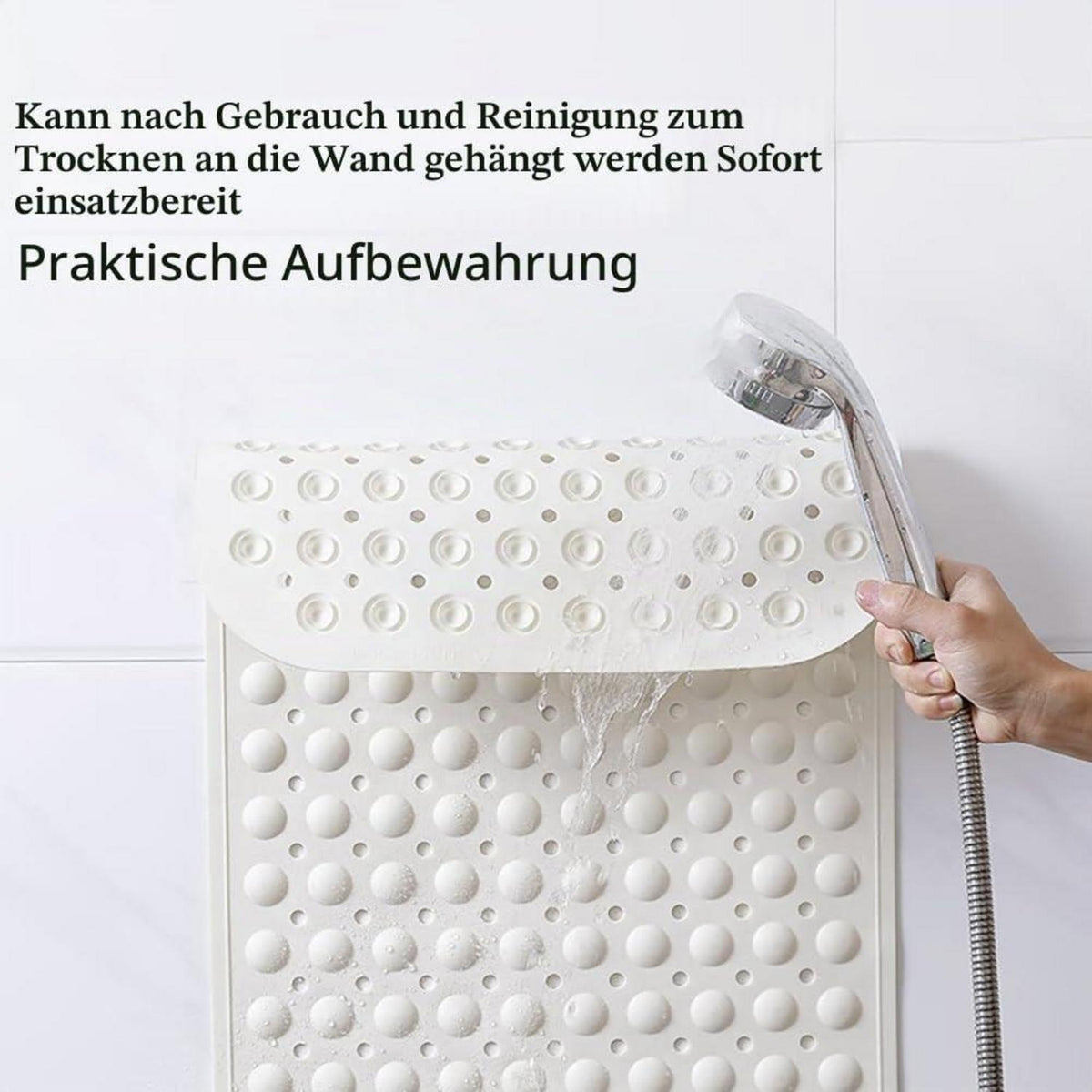 Rutschfeste Duschmatte 120x80cm mit Fußbürsten-Zone