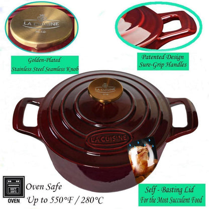 Gusseisen Bräter 28cm – Cranberry Rot, 6.5L