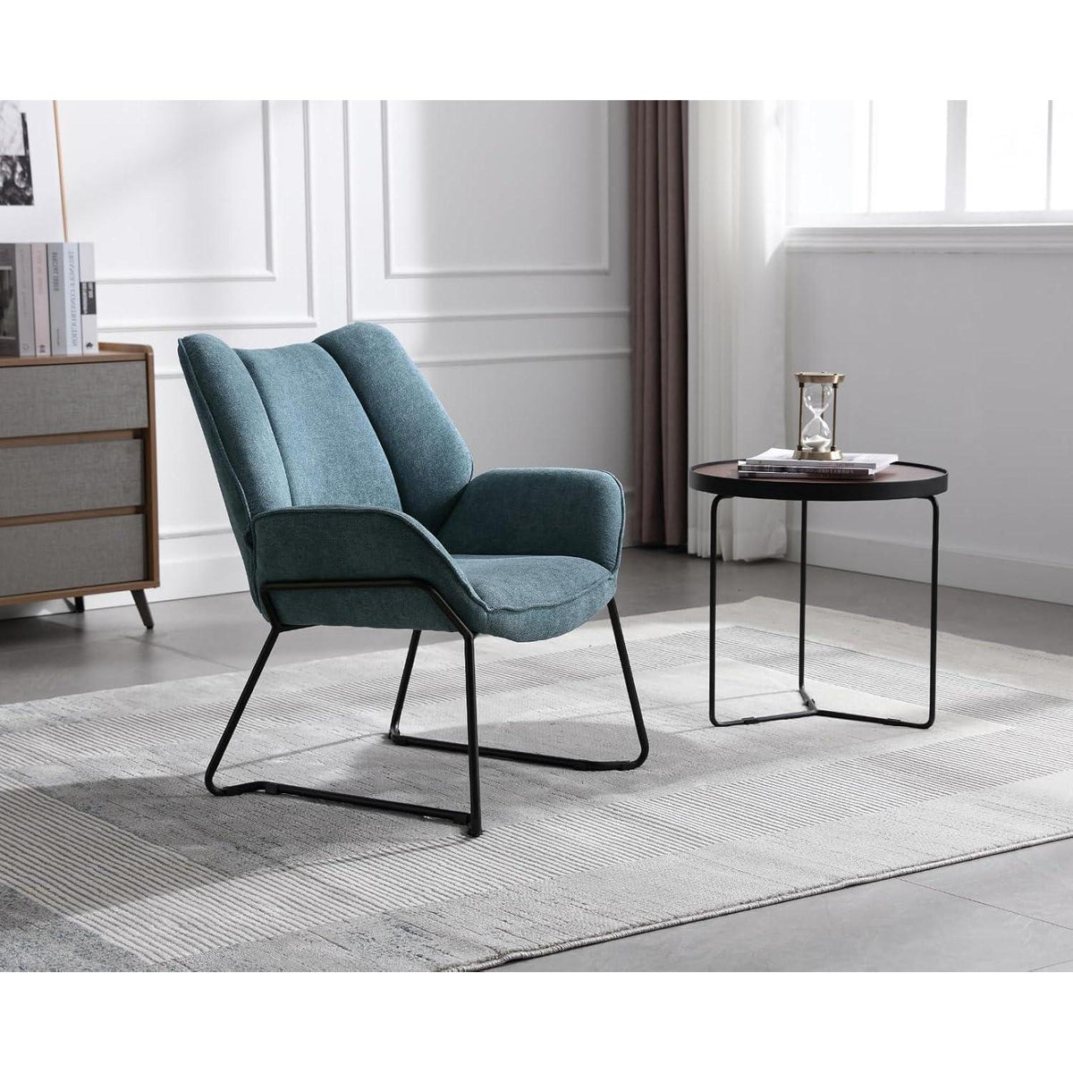 Chenille Loungesessel Blau – Modern & Bequem für Wohnzimmer/Balkon