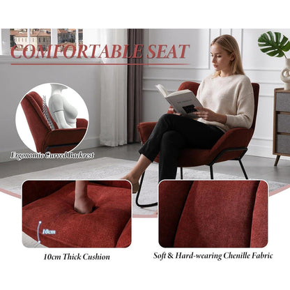 Chenille Loungesessel Dunkel Rot – Modern & Bequem für Wohnzimmer