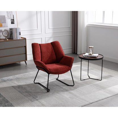 Chenille Loungesessel Dunkel Rot – Modern & Bequem für Wohnzimmer