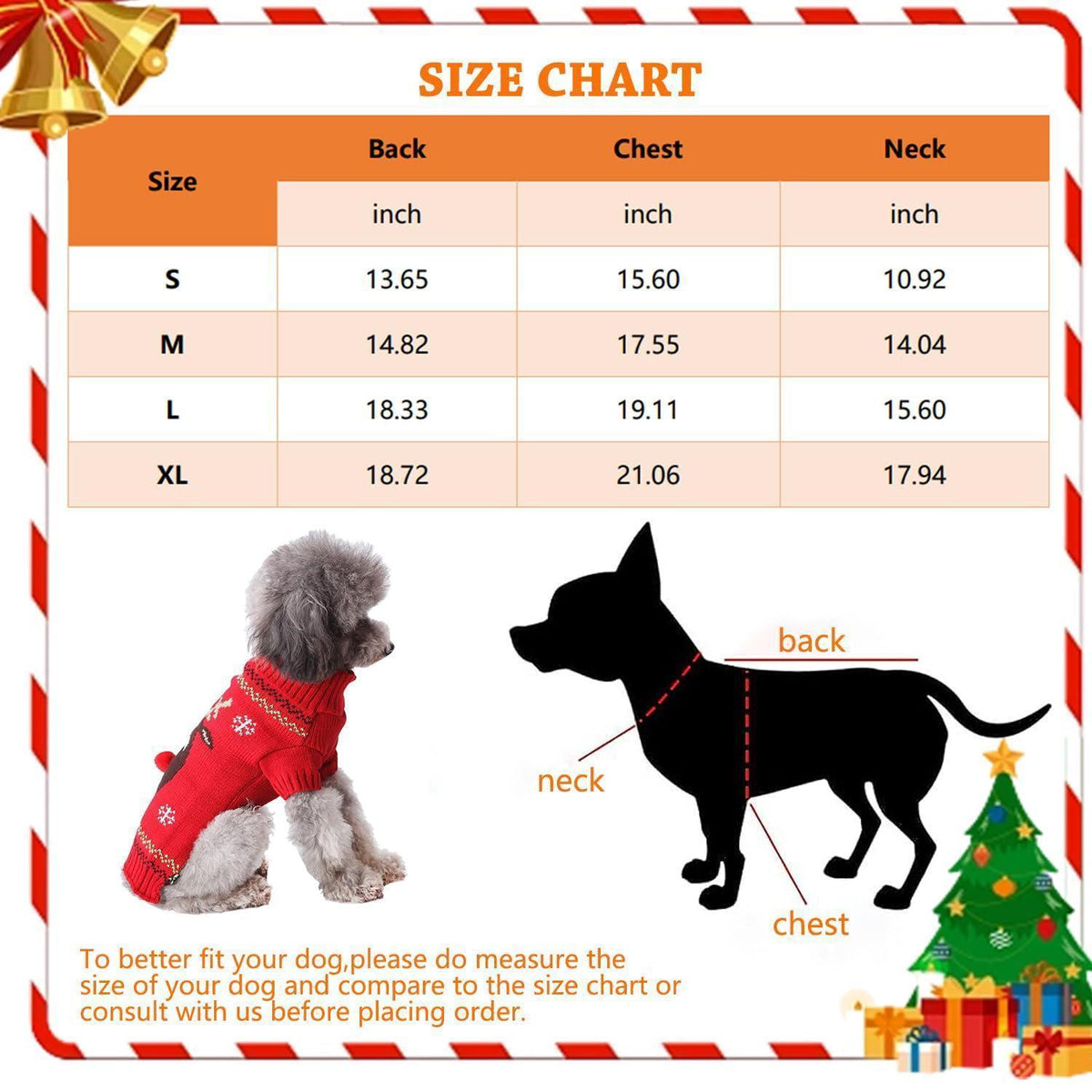 Hundepullover Weihnachten Rotnasenkitz M | Warmer Strickpullover