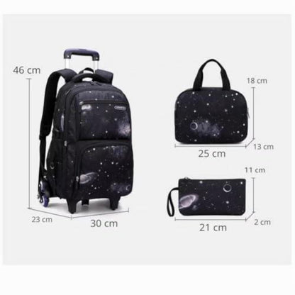 Schulrucksack Jungen Trolley Set mit Lunch Tasche & Federmäppchen Dunkelblau
