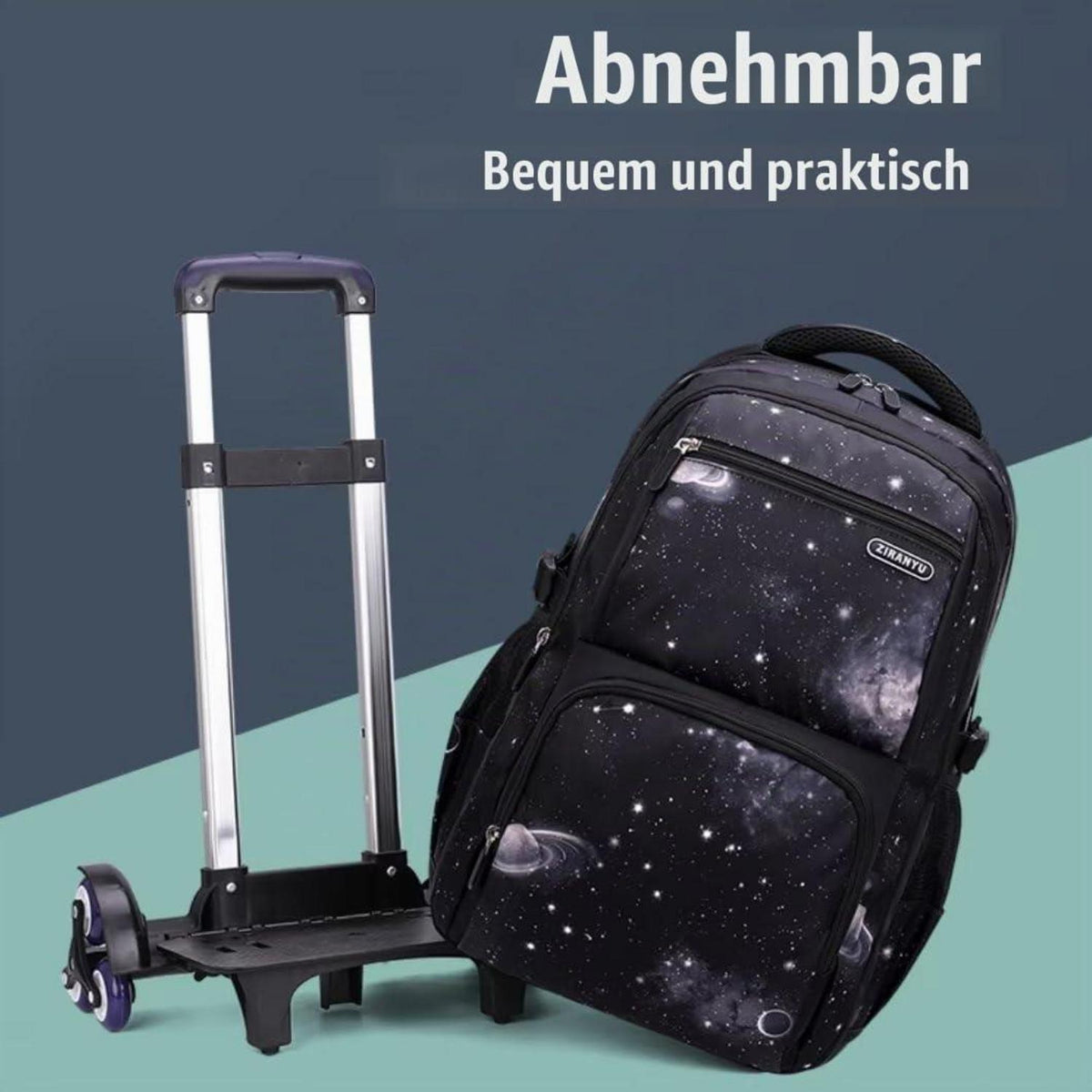 Schulrucksack Jungen Trolley Set mit Lunch Tasche & Federmäppchen Blauer Sternenhimmel