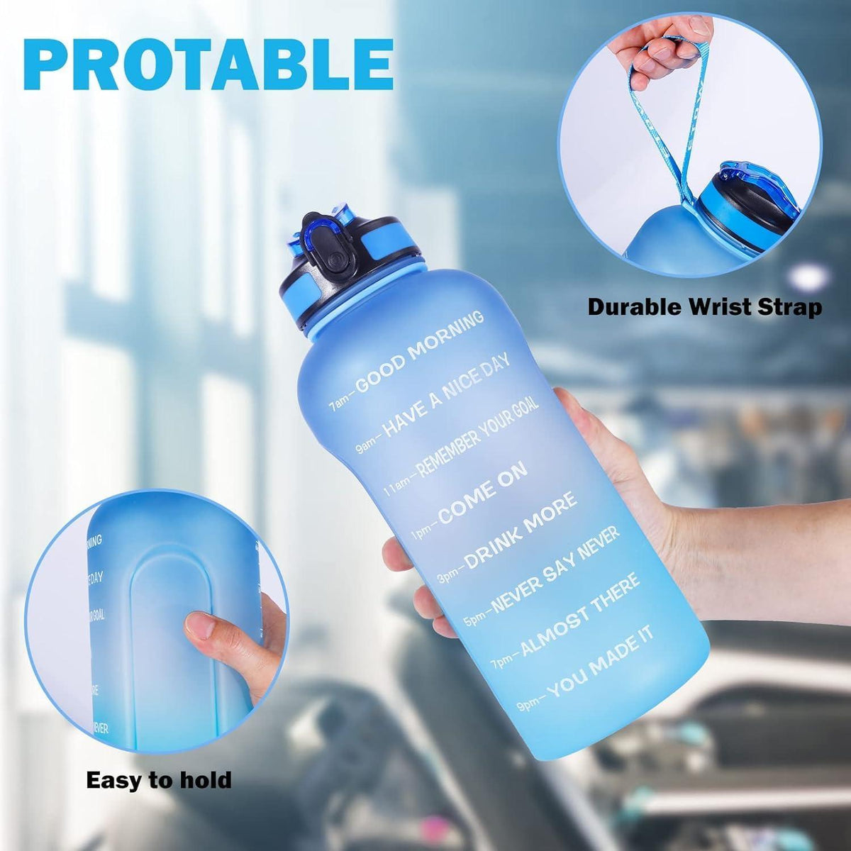 2 Liter Trinkflasche Sport mit Strohhalme BPA Frei 2000ml