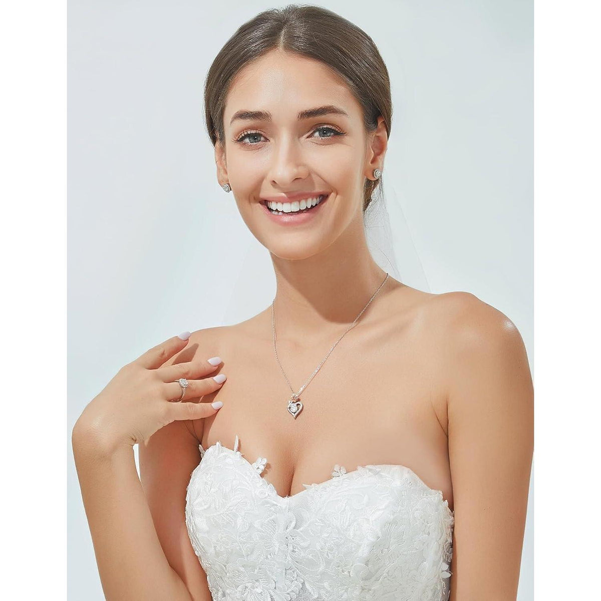 Halskette Damen Herz Moissanite 1 Karat Silber 925 Rosegold Geschenk