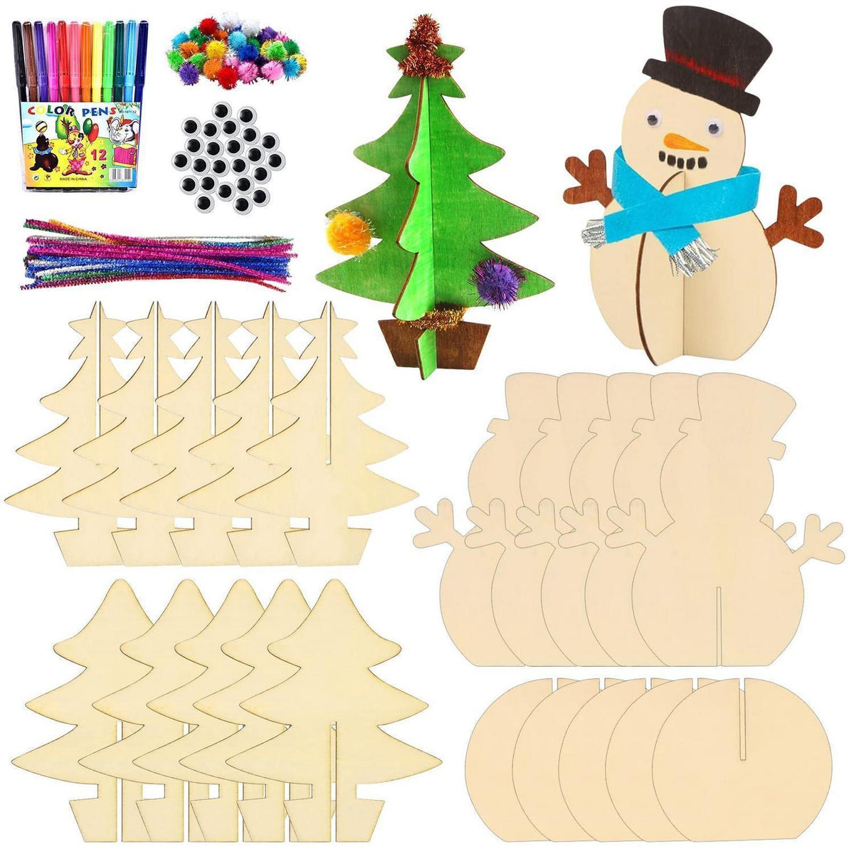 Weihnachtsbaum Bastelset Holz Deko DIY Weihnachtsbaumschmuck