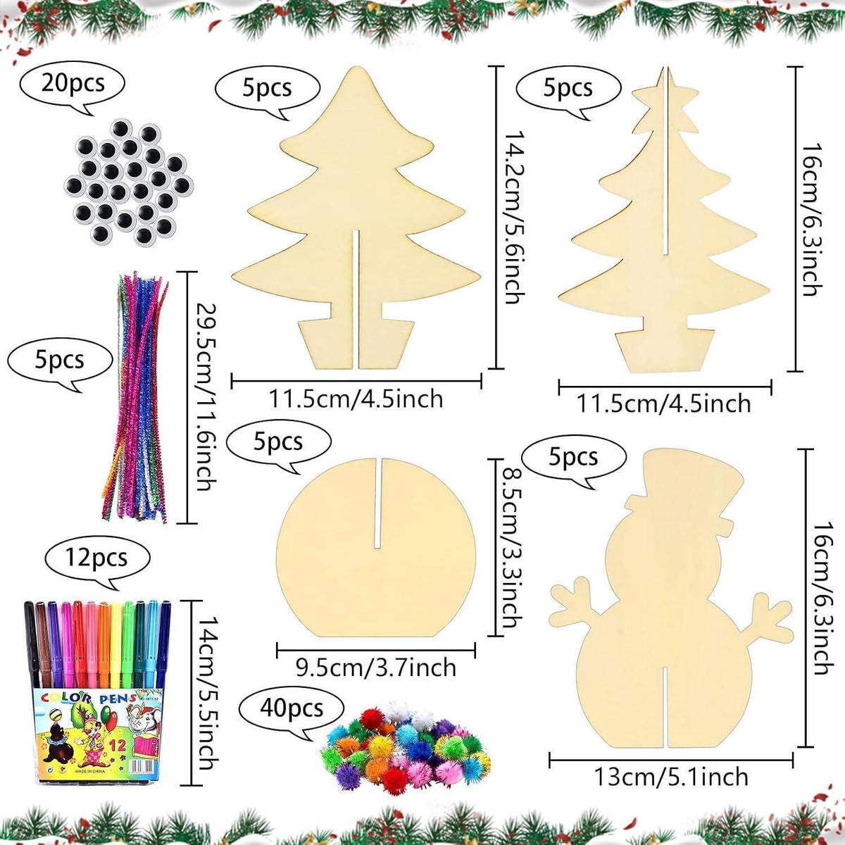 Weihnachtsbaum Bastelset Holz Deko DIY Weihnachtsbaumschmuck